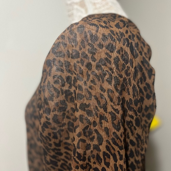 🤎🖤ZARA Animal Print Brown & Black Long Sleeve Blouse🖤🤎 - Picture 9 of 12